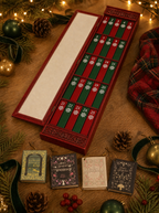 Firelight Red advent calendar drawers laid flat with three tiny books removed